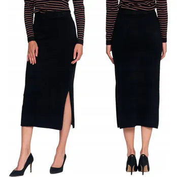 Dámská sukně SUKNĚ DÁMSKÁ MIDI ČERNÁ SVETROVÁ POUZDROVÁ S ROZPARKEM MORAJ S/M