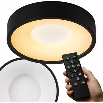 Stropní svítidlo Stropní Svítidlo STMÍVATELNÉ 3 BARVY 30cm KULATÉ Černé s DÁLKOVÝM KULATÝ