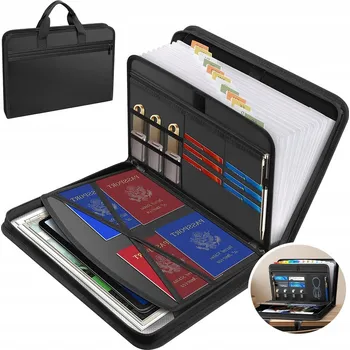 Pořadač na dokumenty A4 harmonikového typu s přihrádkami, organizér s kapsami