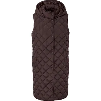 712272 - Tchibo - Dlouhá prošívaná vesta s kapucí - pro ženy - vel. 42 - barva: hnědá