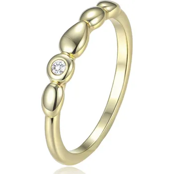 Prsten MINET Elegantní stříbrný pozlacený prsten s bílým zirkonem vel. 56