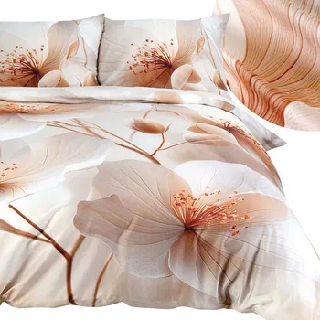 Povlečení Sada povlečení 220x200 BAVLNĚNÝ SATÉN digitální tisk květiny pudrová růžová