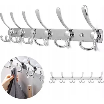 Věšák VĚŠÁK NA STĚNU DO PŘEDSÍNĚ NA OBLEČENÍ BUNDY KLASICKÝ OCELOVÝ