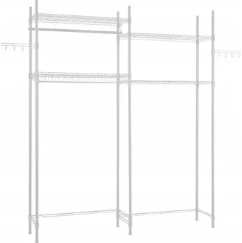 Koupelnový nábytek SucceBuy Regál nad pračku a WC, 161x34x196,5 cm, 4 police, dvojitá řada, bílý