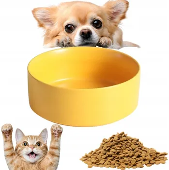 Miska pro psa Jedna keramická miska Hurtnet žlutá 400 ml