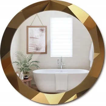 Zrcadlo Nástěnné Zrcadlo s ozdobným skleněným rámem, geometrický vzor, průměr 70 cm