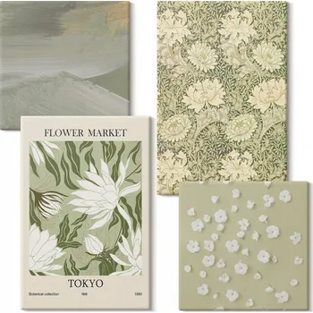 Obraz Vícedílný Obraz Na Plátně Rostlinné abstrakce boho styl 4 kusy