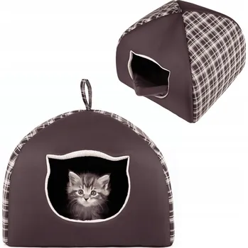 Pelíšek pro kočku Hobbydog bouda pro pro kočky hnědá 38 cm x 38 cm x 30 cm