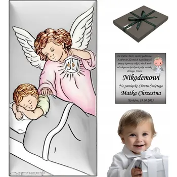 Obraz Stříbrný obrázek andílek na křtiny, stříbrný dárek