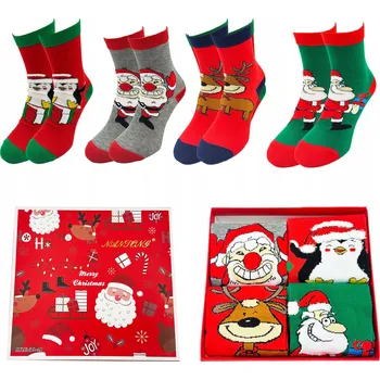 Dámské ponožky Dámské vánoční Ponožky 39-41 dárek Krabička Santa Claus Set