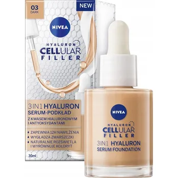 Podkladová báze na tvář NIVEA HYALURON CELLULAR FILLER 3v1 SÉRUM - PODKLADOVÁ BÁZE tmavý odstín, 30 ml