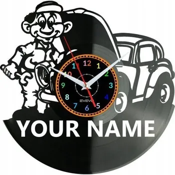 Hodiny Autoservis Vaše Jméno Nástěnné Hodiny Vinylová Deska Moderní Dekorace