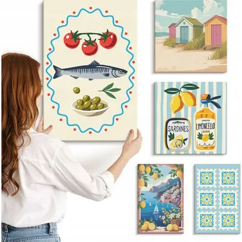 Obraz Sada obrazů do ložnice, komplet do kuchyně – Středomořské chutě 5 kusů
