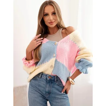 Dámský svetr Dámský kardigan s knoflíky ART25047 světle růžová, VELIKOST UNI ( S, M , L )