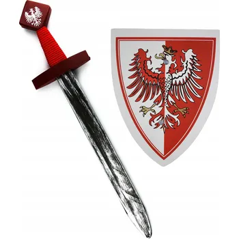 Karnevalový kostým SADA MEČ 50 CM MALÝ ŠTÍT KOSTÝM RYTÍŘ PŘEVLEK PRO DĚTI