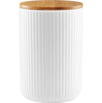 Dóza na potraviny 20207 Rýhovaná kuchyňská dóza s víkem bílá 850 ml Curly AMBITION