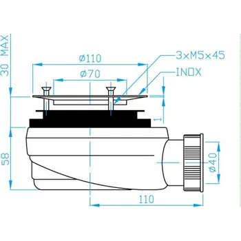 Sifon Sifon vaničkový nízký nerezová příruba Plast Brno EWMN940
