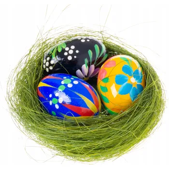 Velikonoční dekorace Kraslice Velikonoční Dřevěné Malované Dekorace Velikonoční Tmavě Zeleň