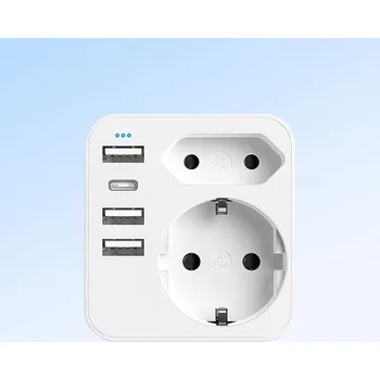 Elektrická zásuvka Adaptér do zásuvky USB 6v1 se 3 USB nabíječkami a 1 portem TYPE-C