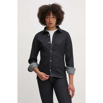 Džínová košile Calvin Klein Jeans dámská, tmavomodrá barva, regular, s klasickým límcem, J20J224052 59D, vel. S