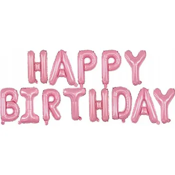 Balónek Sada balónků nápis HAPPY BIRTHDAY růžová 40 cm
