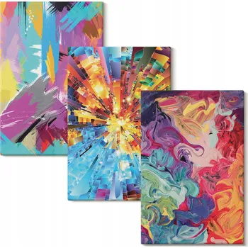 Obraz Sada obrazů na plátně Galerie Barevné abstrakce, barvy, vzory 3x 20x30 cm
