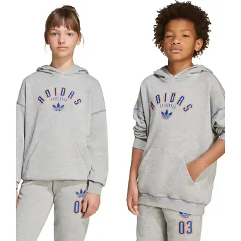 Chlapecká mikina Dětská mikina adidas Originals šedá barva, s kapucí, s aplikací, JX5266 90X, vel. 164