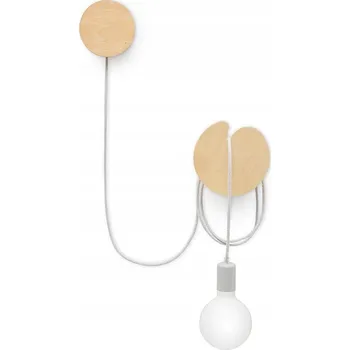 Nástěnné svítidlo Loft nástěnné svítidlo Manzana z překližky se světle šedým bavlněným kabelem BARVA