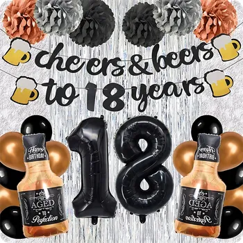 Balónek Balónky Na osmnáctku Sada balónků 18 Narozeniny Osmnáctka Banner Závěs