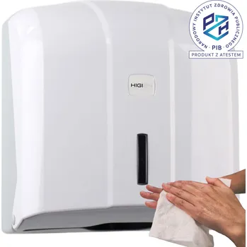 Zásobník na papírové ručníky Nástěnný zásobník HIGI24 na papírové ručníky ZZ, bílý, uzamykatelný