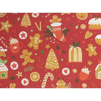 STOF Bavlněná látka Perníčky na červené