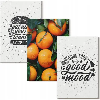 Obraz Sada obrazů na plátně do kuchyně - šťavnaté pomeranče, 3x 40x60 cm