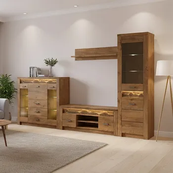 Obývací stěna Obývací stěna INDIANAPOLIS s | sestava D | 330 cm | jasan světlý