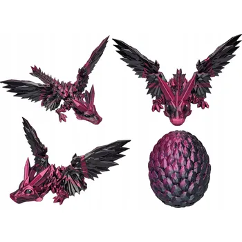 Figurka Pohyblivý Drak s Křídly a Dračím Vejcem Mistic Purple Sada Crystal Drago