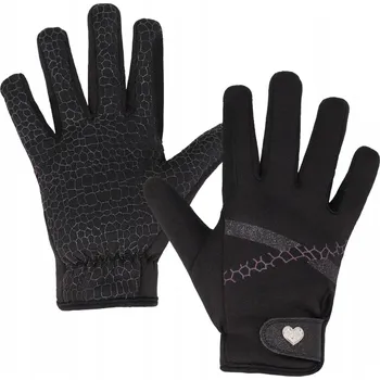 Jezdecké rukavice dámské dětské QHP Avelie 25AW fleecové černé 3XS