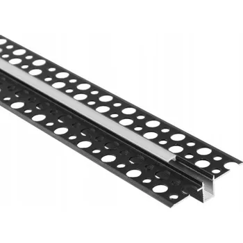 LED lišta LED Profil Zapuštěný Černý + mléčný kryt + záslepky 1m Ecolight