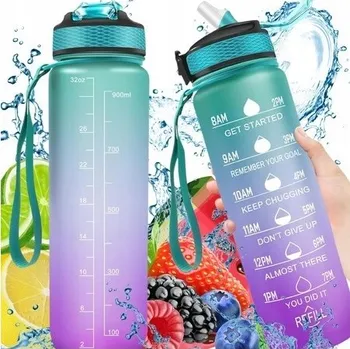 Láhev LAHEV LAHEV NA PITÍ NA VODU, NÁPOJE, NEPROPUSTNÁ, SPORTOVNÍ S MĚŘÍTKEM 1000ml