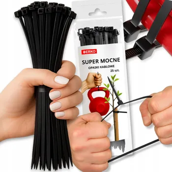 Stahovací páska STHOVACÍ PÁSKY KABELOVÉ STAHOVACÍ PÁSKY ČERNÉ ODOLNÉ ERKO 4,8x400 25 Ks.