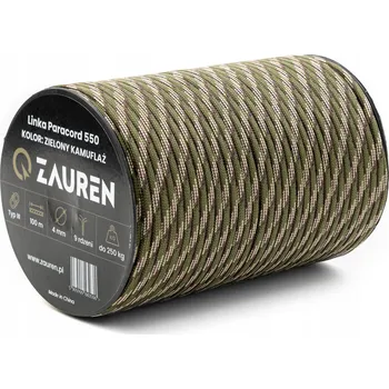 Lano Šňůra lano Paracord 550 Typ III outdoor 4mm 9 jader 100m zelená kamufláž