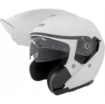 Helma na motorku MOTOCYKLOVÁ PŘILBA OTEVŘENÁ S CLONOU NA SKÚTR S BÍLÁ MATNÁ S HOMOLOGACÍ