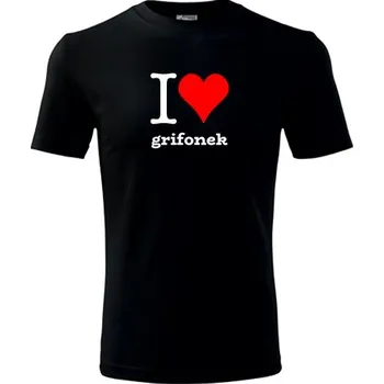 Chlapecké tričko Černé dětské tričko I love grifonek - dárek pro malého pejskaře / pejskařku - barva černá - velikost 8let