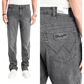 Pánská móda Pánské kalhoty Wrangler Texas Straight Fit Šedé Bavlněné W34 L32