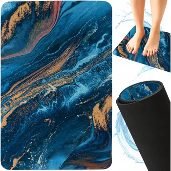 Koupelnová předložka SADA 3 KOUPELNOVÝCH PŘEDLOŽEK měkká protiskluzová kobereček ČERNÝ MRAMOR