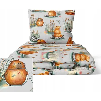 Povlečení Dětské povlečení 160x200cm pro děti, CERTIFIKÁT, vzor: KAPIBARY ŠEDÉ