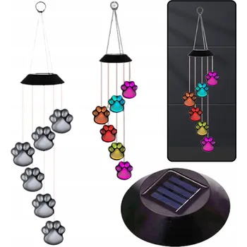 Zahradní dekorace Solární zahradní LED světla Zvonkohra Psí Tlapky Barevná 70 cm