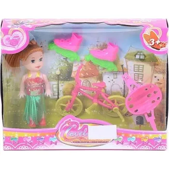 Panenka PANENKA V LETNÍCH ŠATÁCH + KOLO + BRUSLE 2V1 + HELMĚ