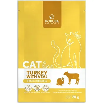 Krmivo pro kočku POKUSA KRMIVO SUCHÉ KRMIVO PRO KOČKY CATLINE KRŮTA S TELECÍM MASO PRO DOSPĚLÉ KOČKY 70G