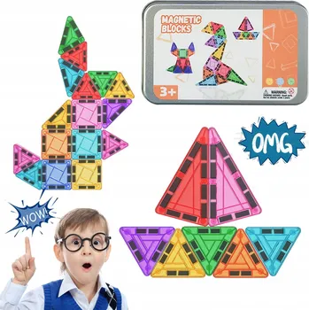 ostatní stavebnice MAGNETICKÉ 3D stavební STAVEBNICE Sada 42 dílků Magnetic Tiles