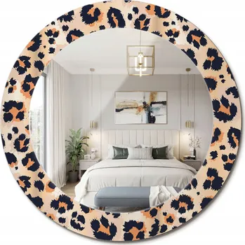Zrcadlo Stylové kulaté zrcadlo na zeď s potiskem na skle, vzor leopardí skvrny, průměr 60 cm