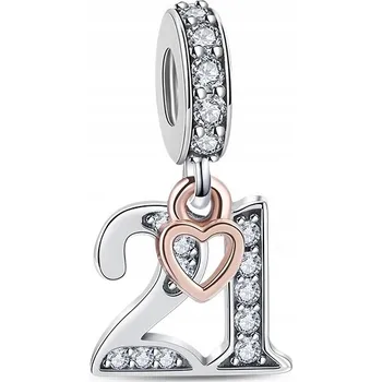 Přívěsek Přívěsek STŘÍBRO 925 Charms Korálek Narozeniny Číslice 21